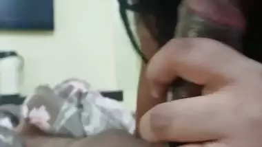 Chubby girl tasting dick with flavoured condom